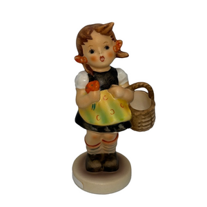 Goebel MJ Hummel Sister Figurine with Pigtails Basket and Flowers